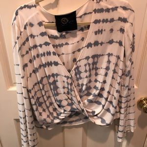 Blue life long sleeve deep v top